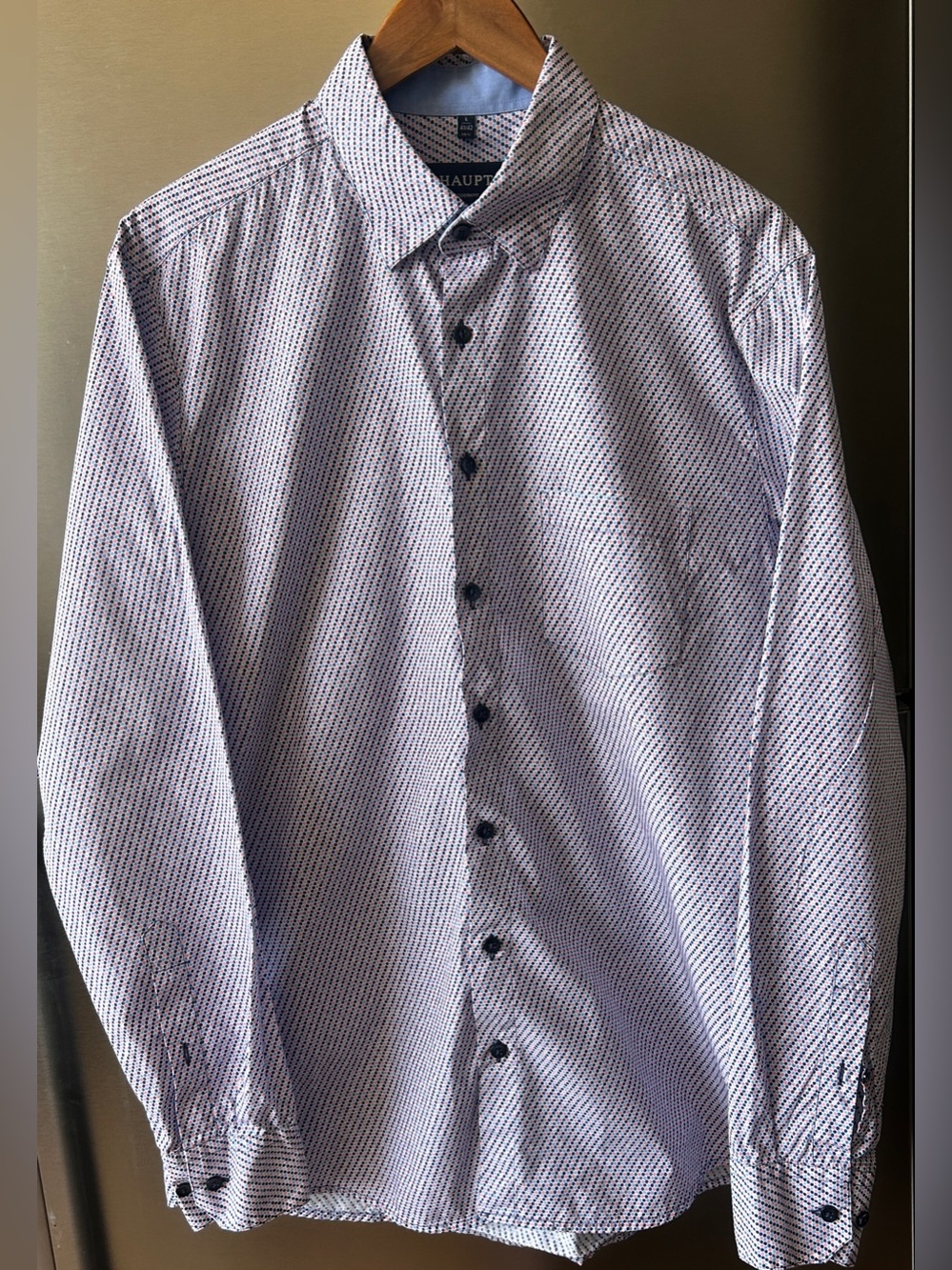 Haupt Modern Fit Multicolor Dot Print Button Down Shirt Large 41/42